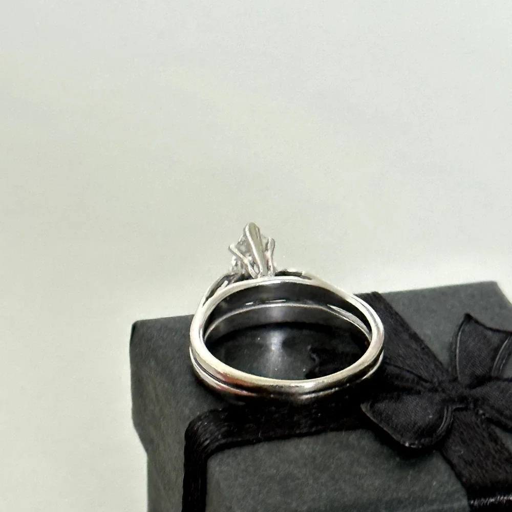 14K White Yellow Gold Natural Marquise VS Diamond Engagement Band Ring Size 6.25